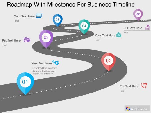 Roadmap with milestones powerpoint template