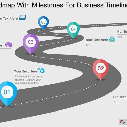 Roadmap with milestones powerpoint template