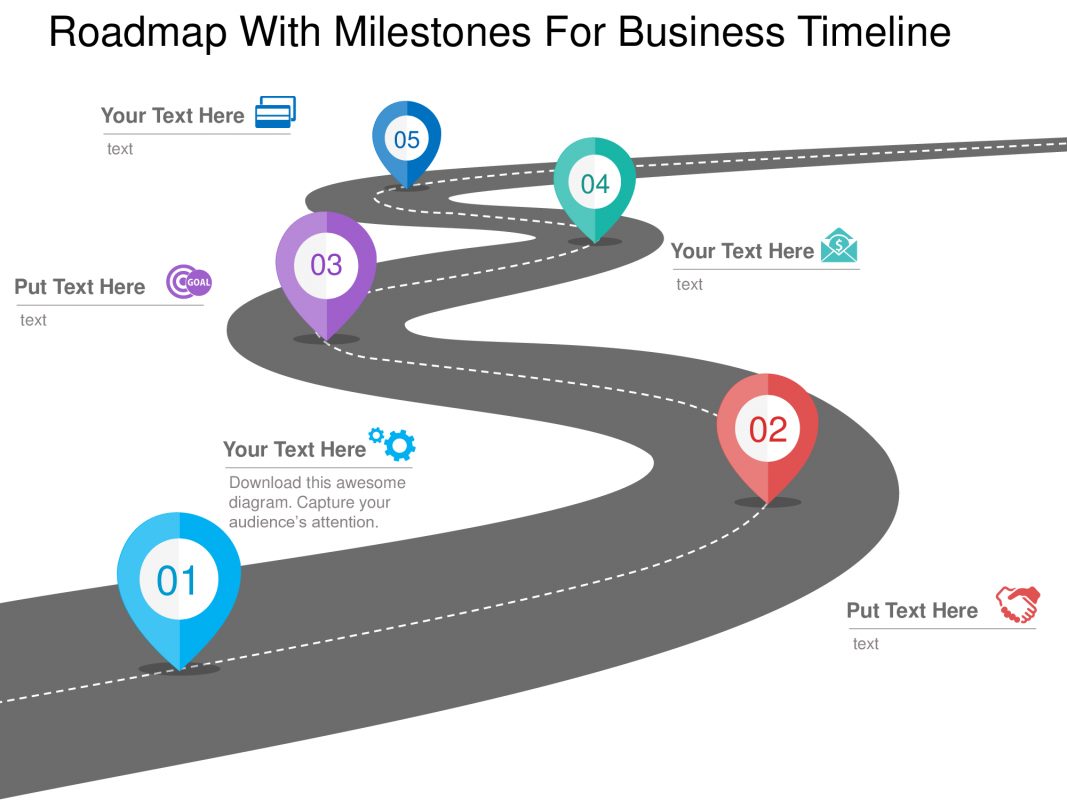 Roadmap with milestones powerpoint template Slidevilla