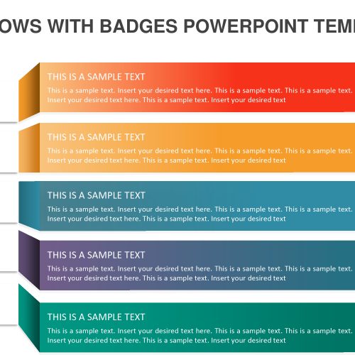 5 arrows with badges PowerPoint template