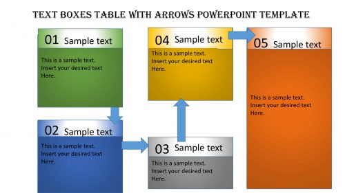 Text Boxes Table with Arrows for PowerPoint