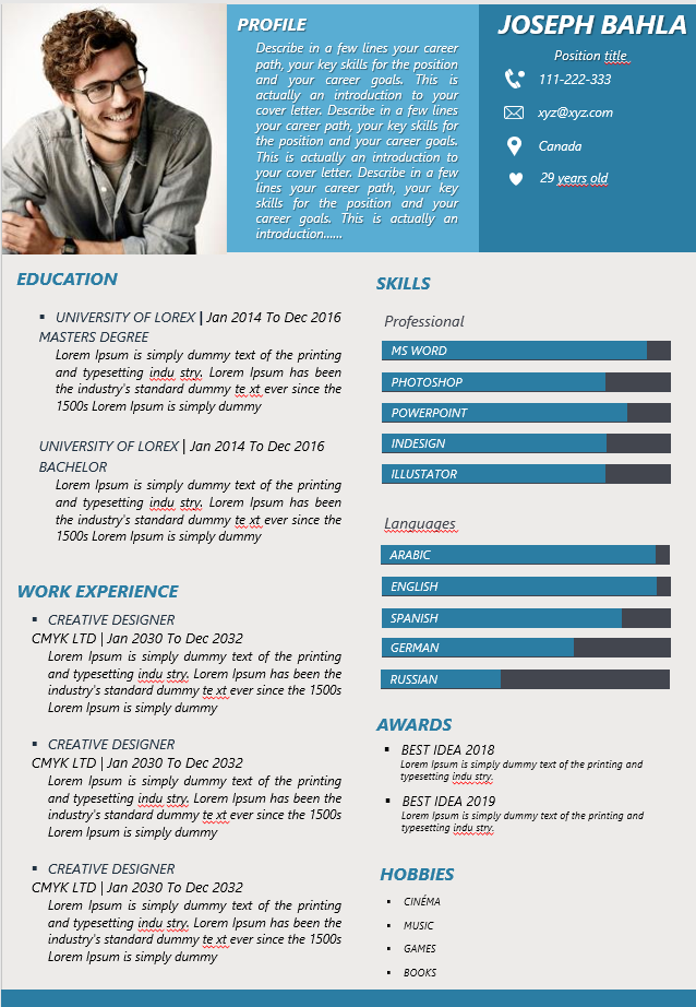 professional resume ppt template