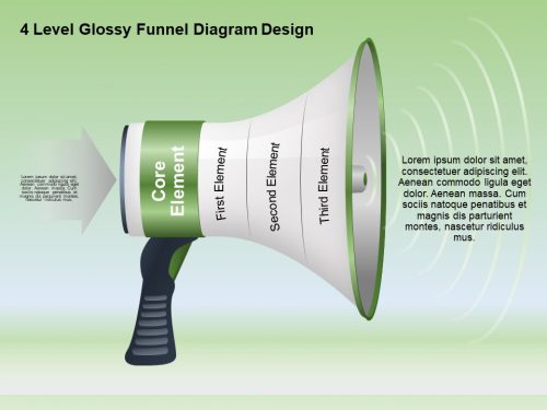 4 Level Glossy Funnel Diagram Design PowerPoint Slides
