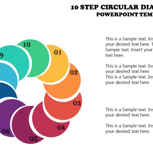 10 Step Start Finish Circular Diagram for PowerPoint