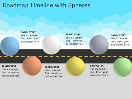 Roadmap Timeline with Spheres for PowerPoint