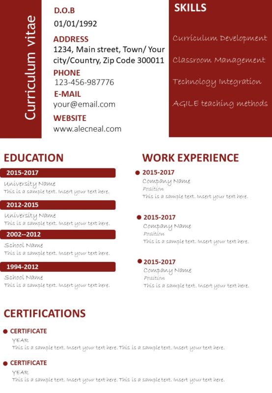 Professional Teacher Two Page Resume - Slidevilla